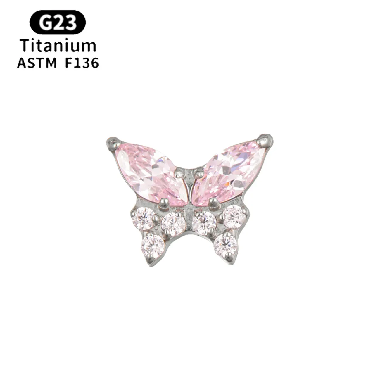 Titanium alloy stud earrings broken tail flash butterfly ear bone stud implantation and material anti-allergy cute niche hot sal