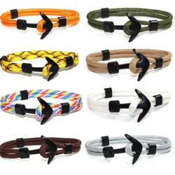 New Fashion Woven Multilayer Black Anchor Bracelets Men Hope Anchor Bracelet Pulsera Navy Hand Lucky Survival Leather Bracelets