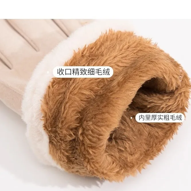 الشتاء شاشة تعمل باللمس المرأة قفاز الخريف موضة القفازات المخملية المرأة قفازات دافئة الصلبة الدراجات يندبروف في الهواء الطلق القفاز #4