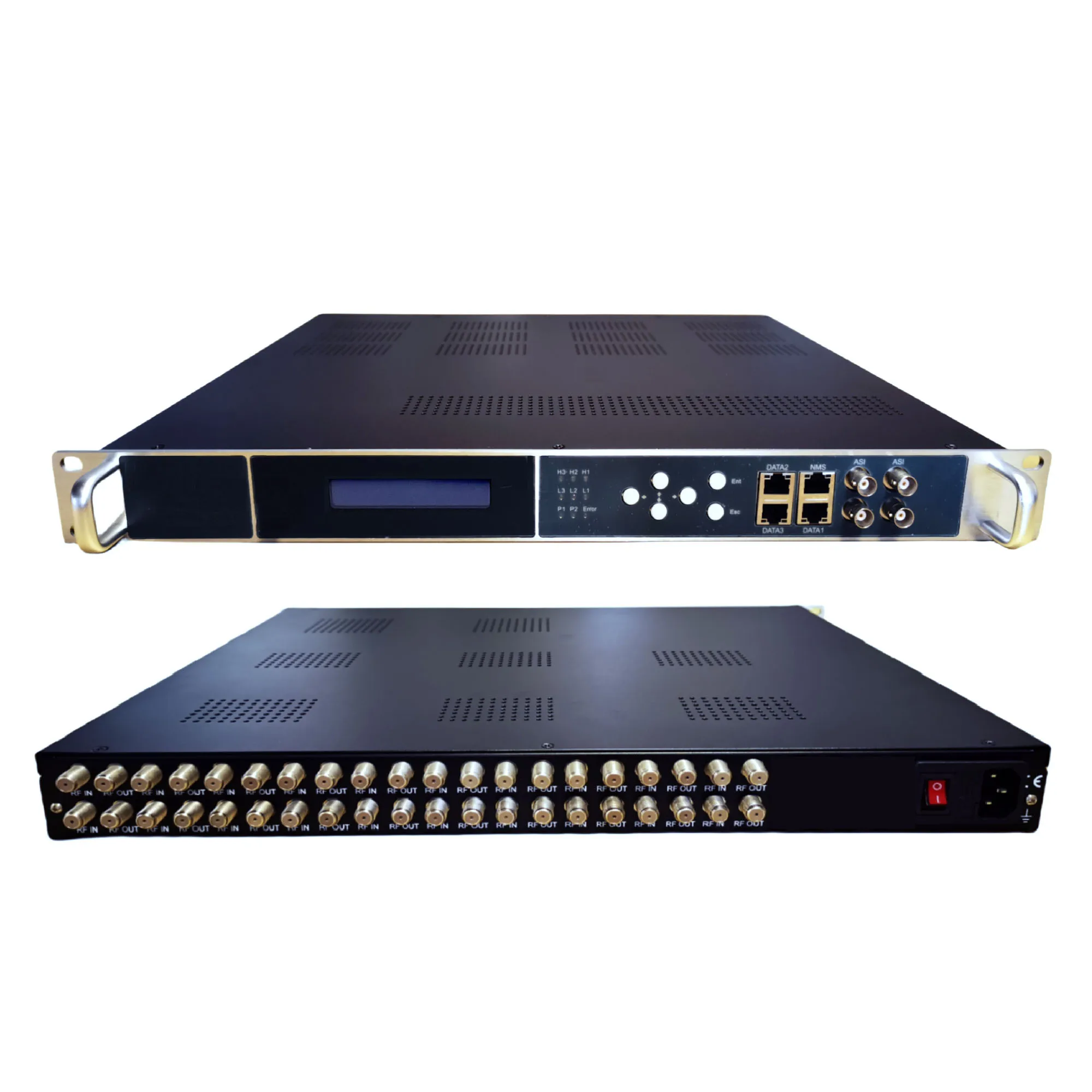 8, 12, 16, 24채널 RF 튜너를 IP ASI 스트리밍 게이트웨이로 변환하는 DVB-S2 S2X DVB-T2 DVB-C ISDBT ATSC IRD 수신기 HLS SRT HTTP UDP 출력