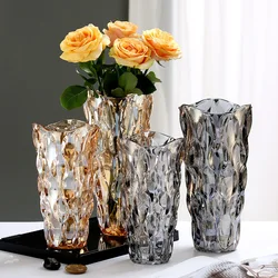 Bohemian Style Glass Vase 24.5cm Large Crystal Vases for Floral Arrangement for Home Living Room Bathroom Kitchen Tabletop Decor