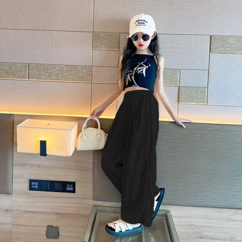 سراويل ياماموتو للبنات صيف 2024New سراويل واسعة الساق من الحرير الجليدي للأطفال للفتيات، سراويل كبيرة مضادة للبعوض، صيفية للشمس #4