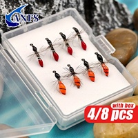 ANFS 4pcs/8pcs-with Box Ant Artificial Baits -Size 14# Dry Fly Fishing Fly for Trout, Perch -Amazing Fishing Gift for Angler