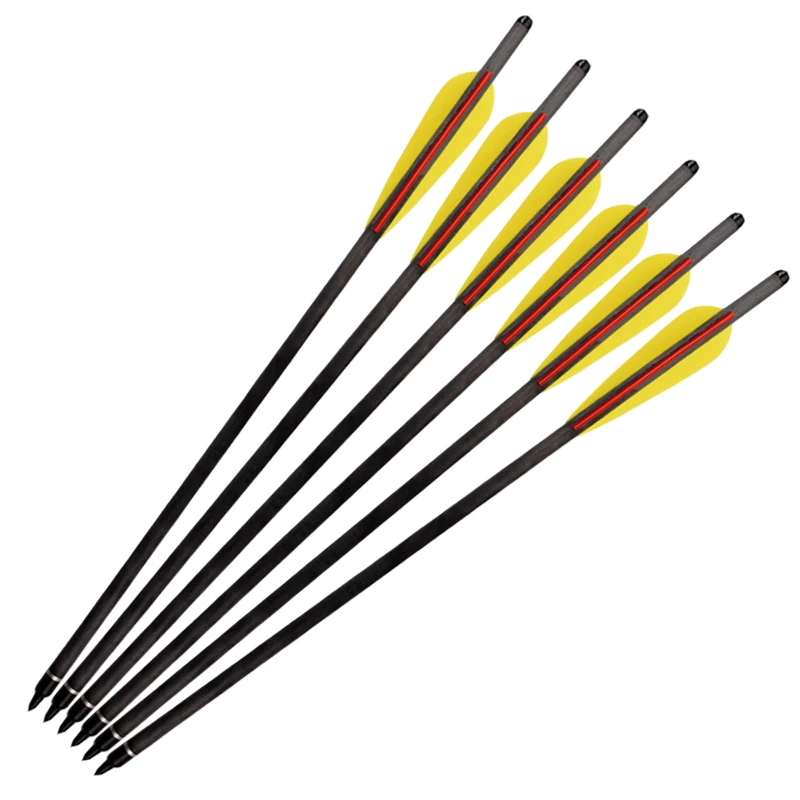 6 pieces New Crossbow Bolts Hybrid Carbon Arrows 125gr Points Black Haft Moon Nock for Archery Hunting Shooting - 16