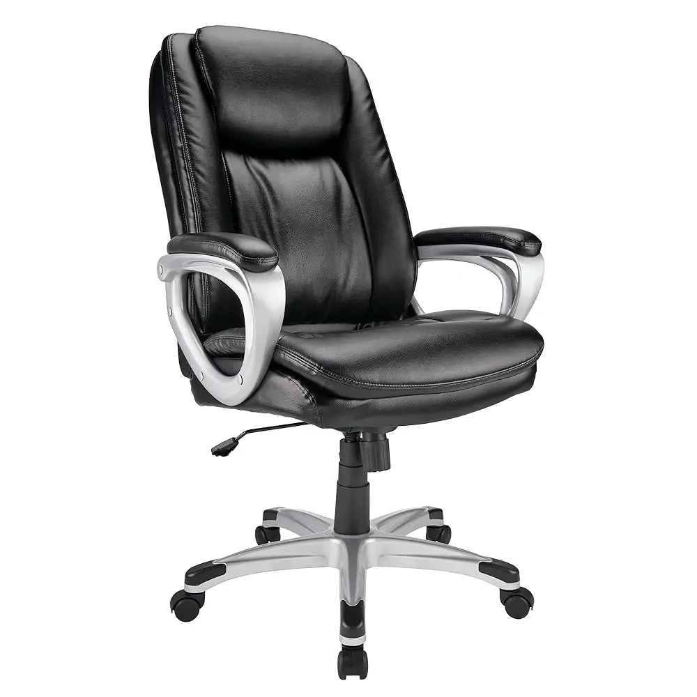 

® Tresswell Bonded Leather High-Ba Chair, Black/Silver