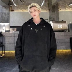 Trendy Korean Personalized Suede Sweatshirt Men Women Spring Autumn American Retro High Street Handsome Y2K Loose Hooded Jacket