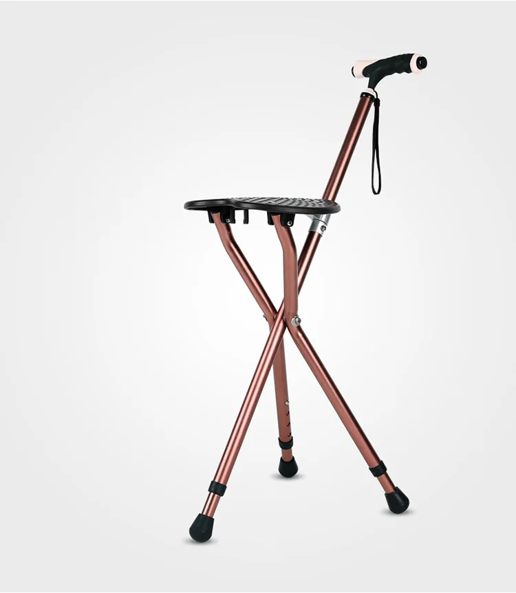 

Multifunctional Telescopic Non-Slip Elderly Chair Elderly Light Folding Walking Stick Second Hand Folding Crutch Stool With Seat