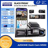 AZDOME M550 Dash Cam 4K +1080 3.18'' Screen 3 Camera GPS WiFi APP Control Car DVR IR Night Vision 24H Parking Support Rear Cam