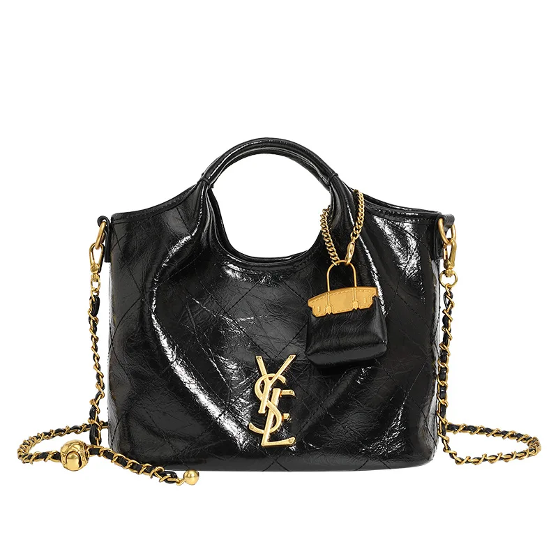 

Handbag, diamond-shaped embroidered thread, large-capacity vegetable basket bag, chain, single-shoulder crossbody bag