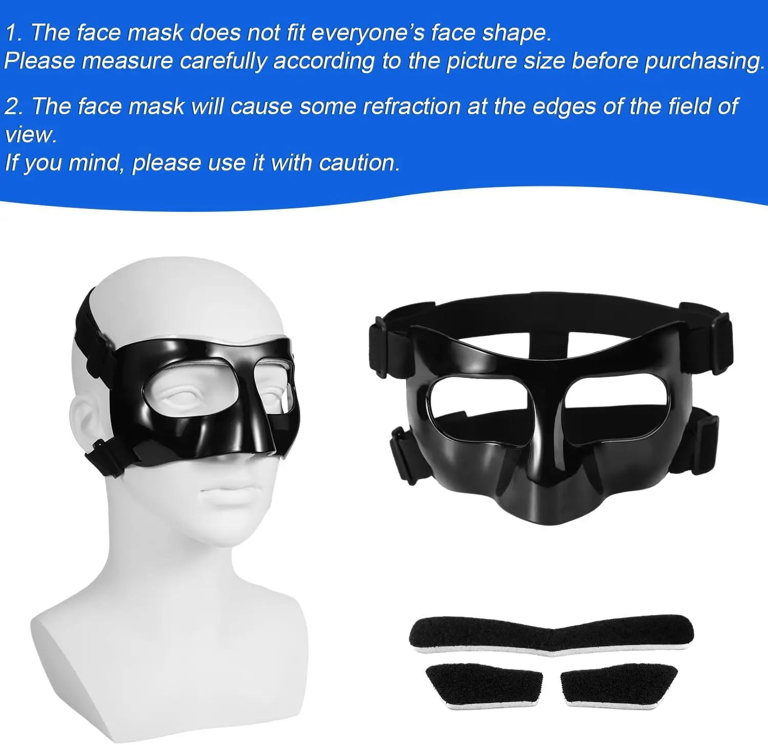 Nose Protection for Broken Nose Basketball Mask Elastic Strap Protective Facial Cover Face Mask Football Nose Guard Shield Mask