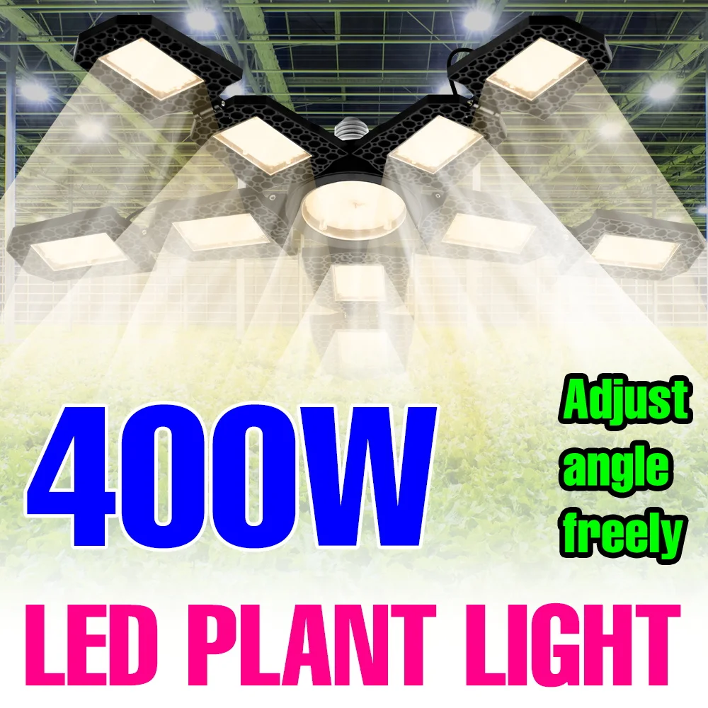 400W Deformable LED Plant Grow Light Full Spectrum 220V Indoor Seeding Planting Lamp E27 Greenhouse Tent Vegs Cultivate Lighting