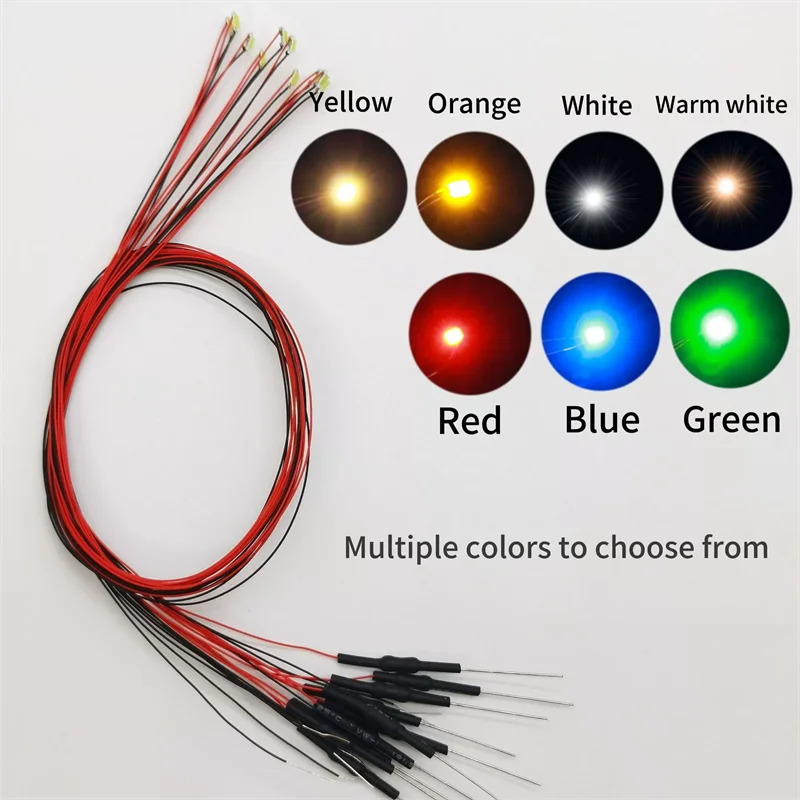 50Pcs 0603 0805 1206 12V Led Wired Chip Scenes Pre-soldered SMD Lamp Micro DIY Model Toy Diorama Scenes Wires Lights Kit 30CM