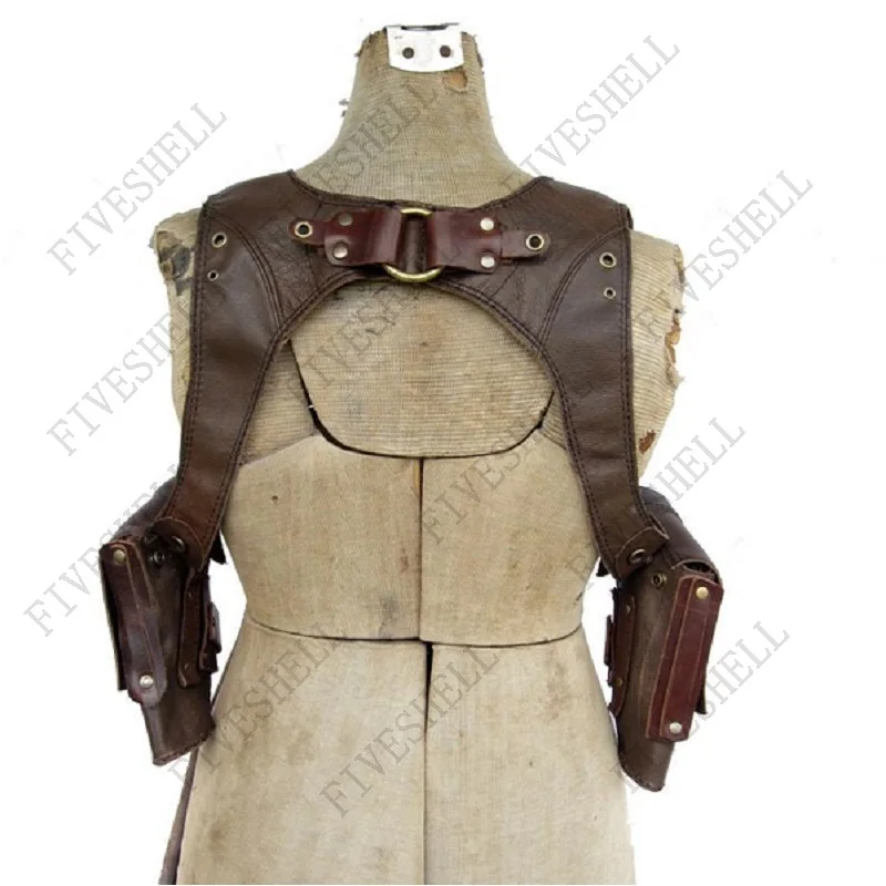 Men Medieval Costume Armors Cosplay Accessory Vintage Gothic Warrior Knight Shoulder PU Leather Harness Body Chest Harness Belt