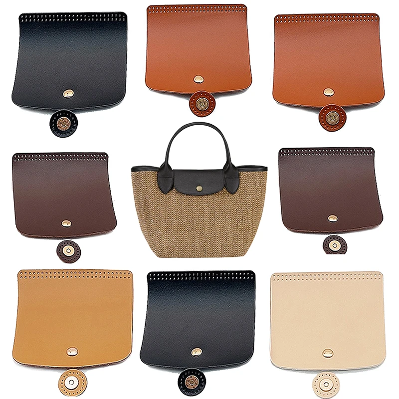 Flip Cover Rectangle Leather Bag Cover Sew on  Leather Tab Closure with Alloy Buckle for DIY Handbag Purse Shoulder Bag Making