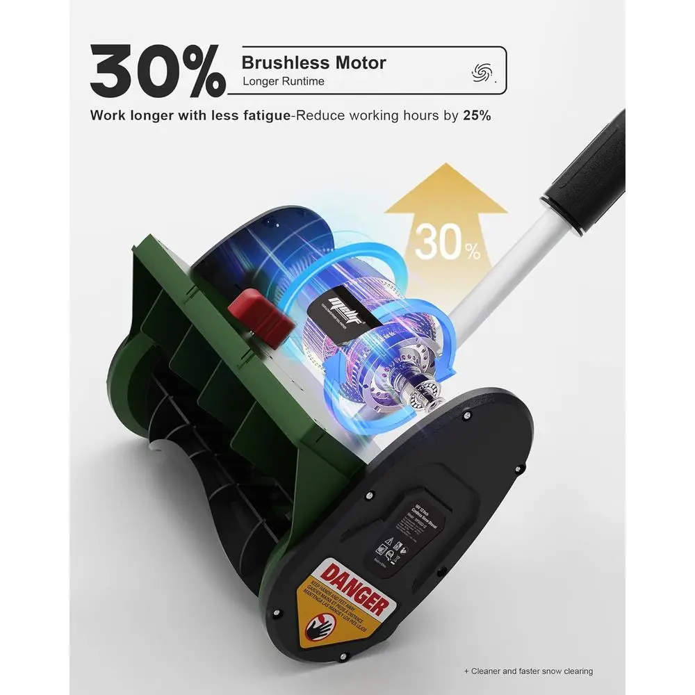 منفاخ ثلج لاسلكي مقاس 12 بوصة بدون فرش مع بطارية 4.0 أمبير، شاحن، مزلق قابل للتعديل، خفيف الوزن، مقاوم للطقس لسهولة Sn #3