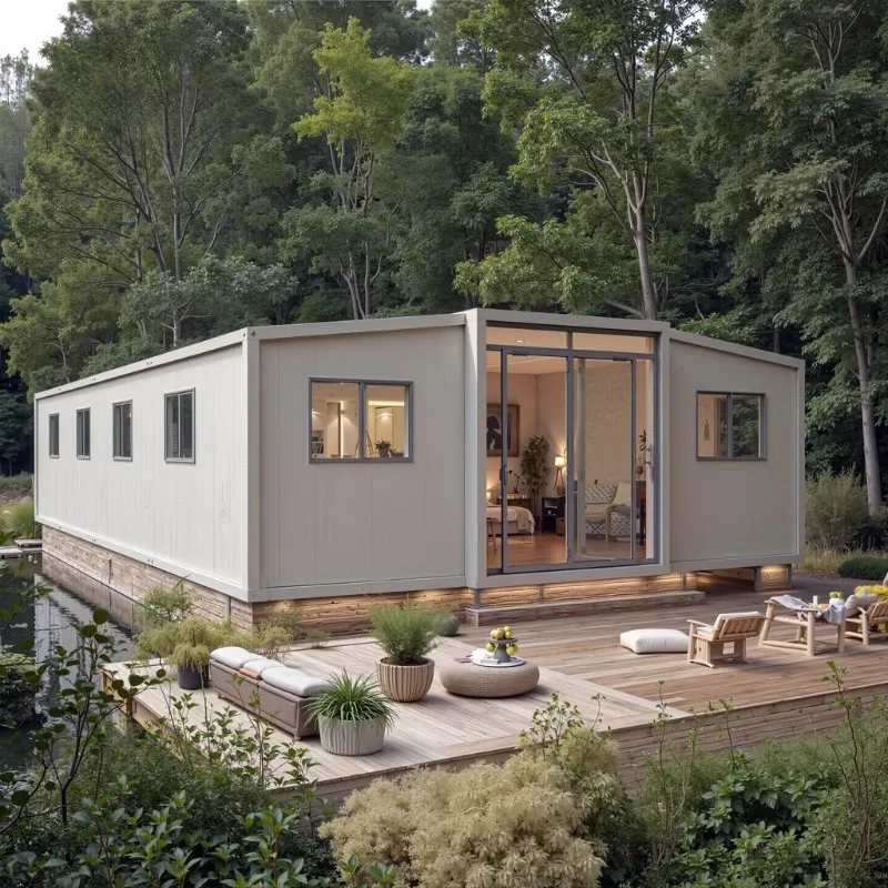 Double Wing Folding Room Container House Modular Container House Portable Prefab Housing Cabin Living Home