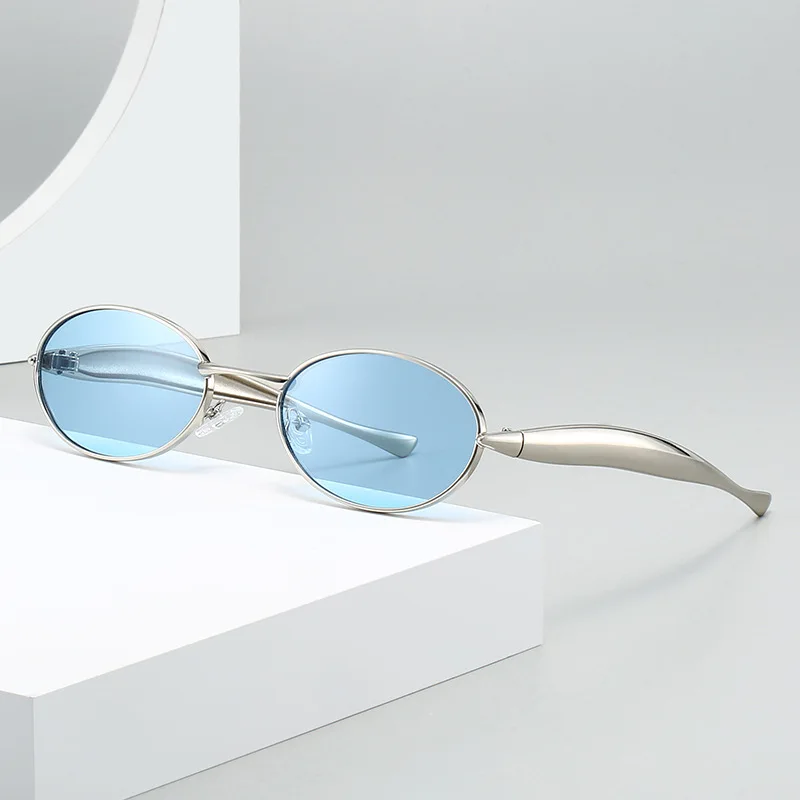 

Luxury Metal Oval Sunglasses For Women Stylish Glamour Brand Female Sun Glasses Elegant Sleek Frame UV400