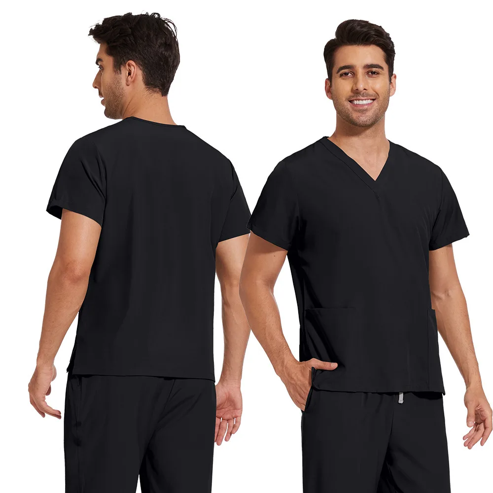 

Unisex V-Neck Basic Solid Color Quick-Dry Fabric Thin Dental Clinic Scrub Top Surgical Gown