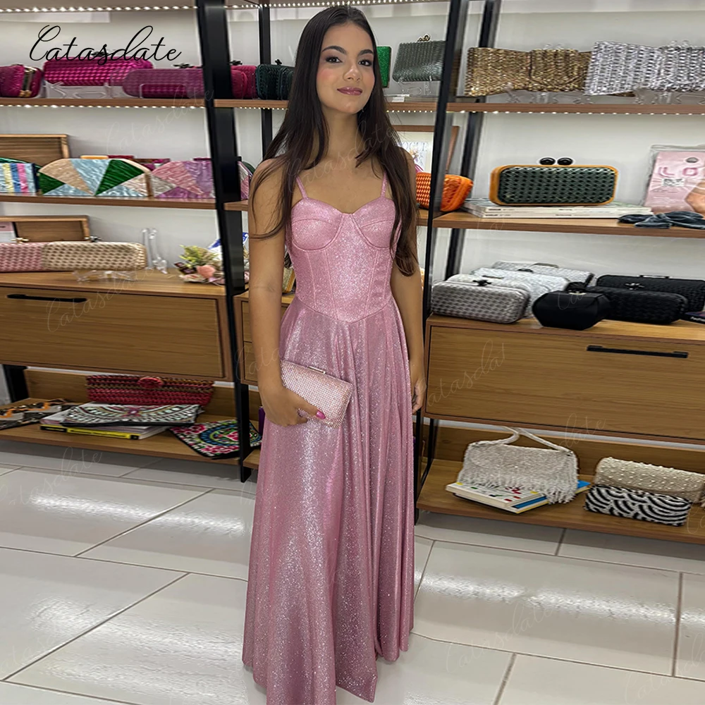 

Catasdate A Line Party Dress Shiny Evening Dress Sweetheart Wedding Ceremony Dresses Formal Gala vestidos fiesta Customized