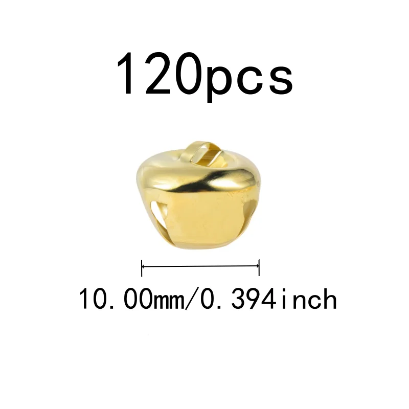 120 pcs 10mm Cross Bells, Small Delicate Size, Pet Collar Charm Christmas Tree Decor, Clear Crisp Sound, Gold