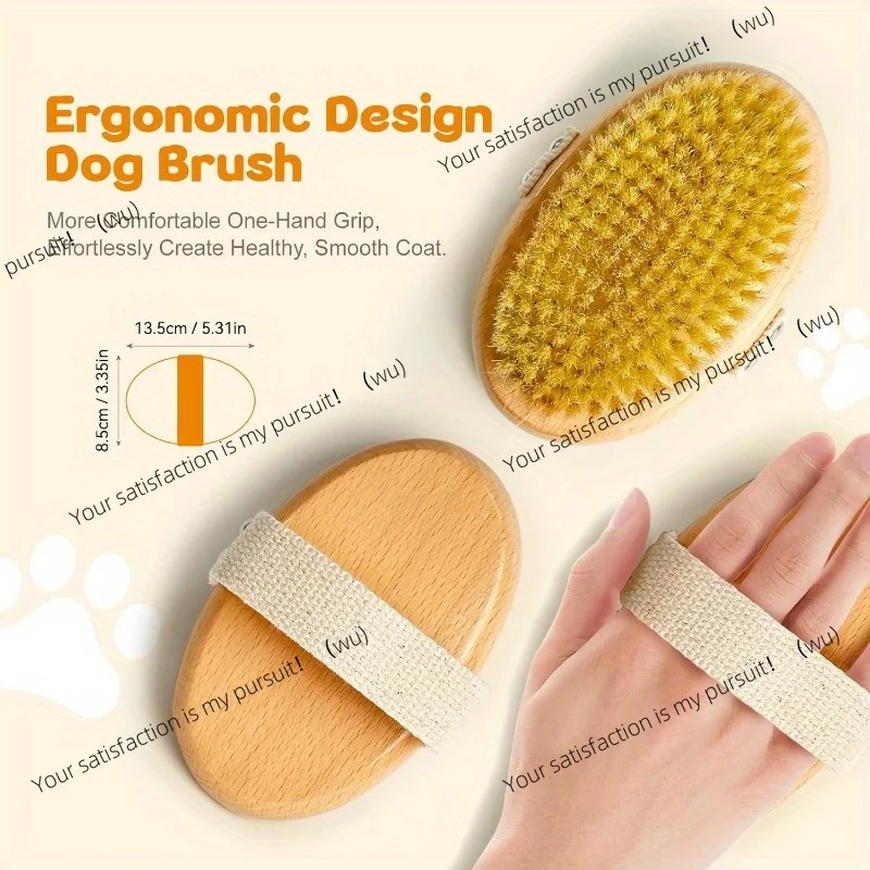 Professional grooming brush for short-haired dogs with a non-slip handle for gentle care and reduced shedding