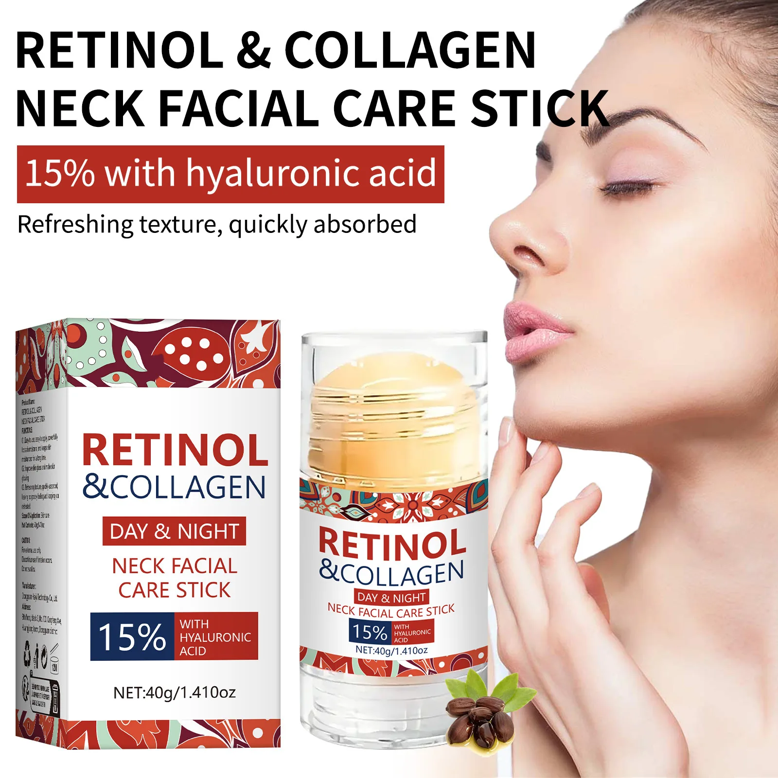 Crema Facial con Colágeno y Retinol, 40g Cada una, Nutritiva, Hidratante y Reafirmante, Se Puede Usar como Crema Facial y Crema para el Cuello, Deja la Piel Delicada, Suave, Brillante y Elástica Adecuado para el cuidado diario de la mujer, para usar por la mañana y por la noche, para uso personal o como regalo para tu madre.