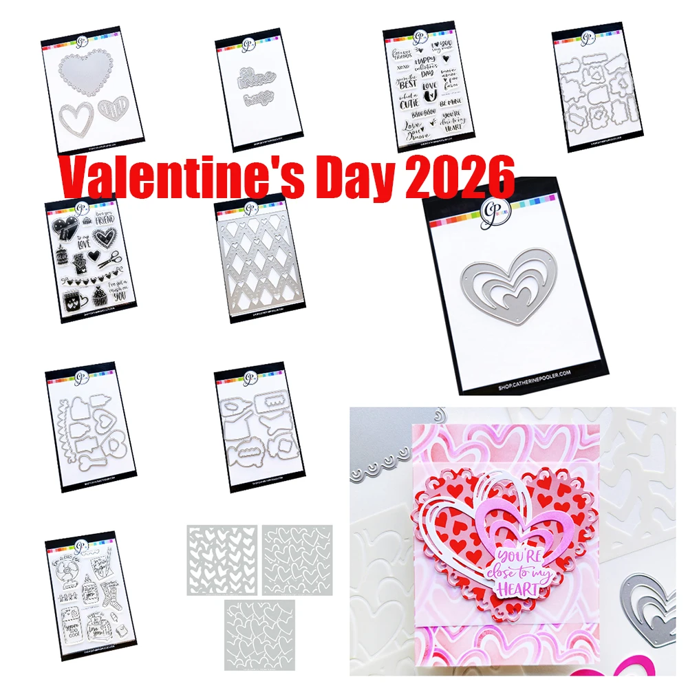 

Valentine's Day More Amor Sentiments Queen of Hearts Metal Cutting Dies for DIY Scrapbook Handmade Photo Album December 2025 New