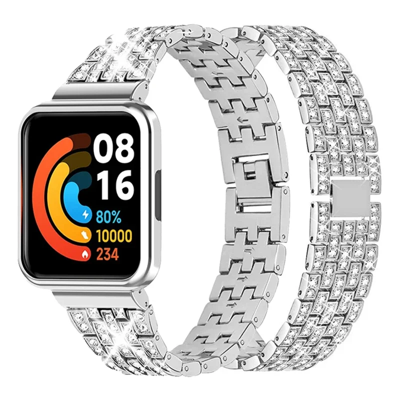 Diamond Strap for POCO Watch Smart Watch Stainless Steel Bracelet Case Protector Metal Wristband for POCO Watch Watchband Correa