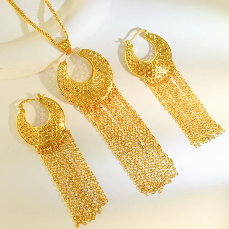 

Jamila Copper Earrings Middle East24KGold-plated Women's Fashion Earrings European and American Nigerian Drop Earrings