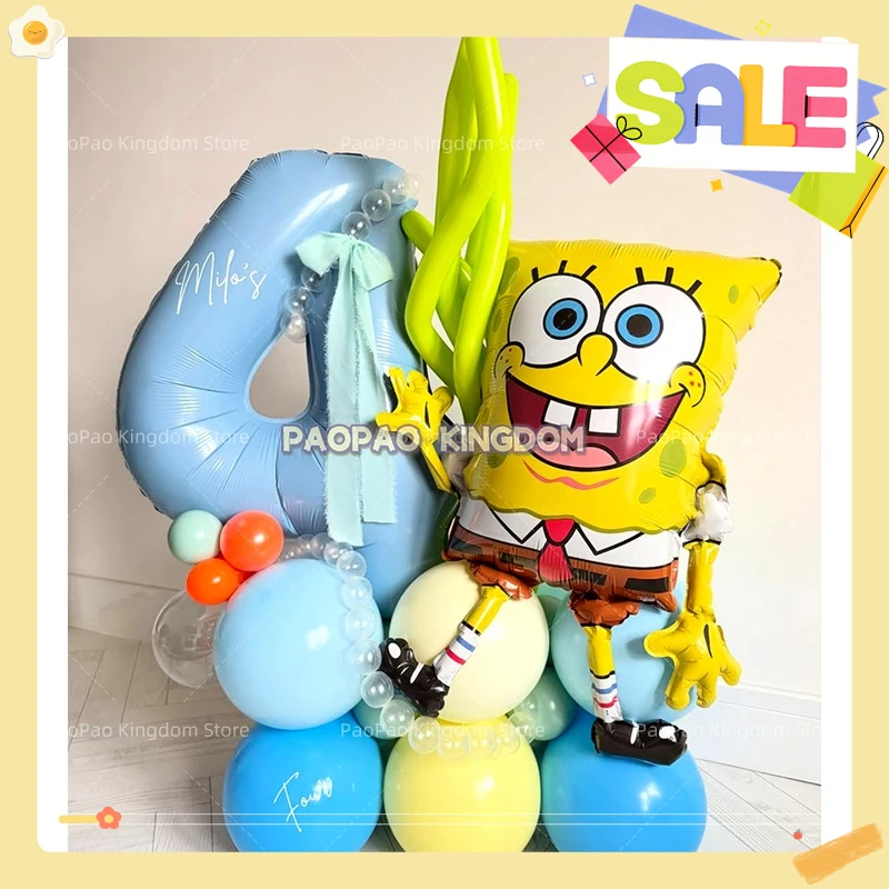 SpongeBob Schwammkopf Ballon Geburtstag Set Nummer 1-9st Folienballon Babyparty Geburtstag Party Hintergrund Dekor Kinder Geschenke