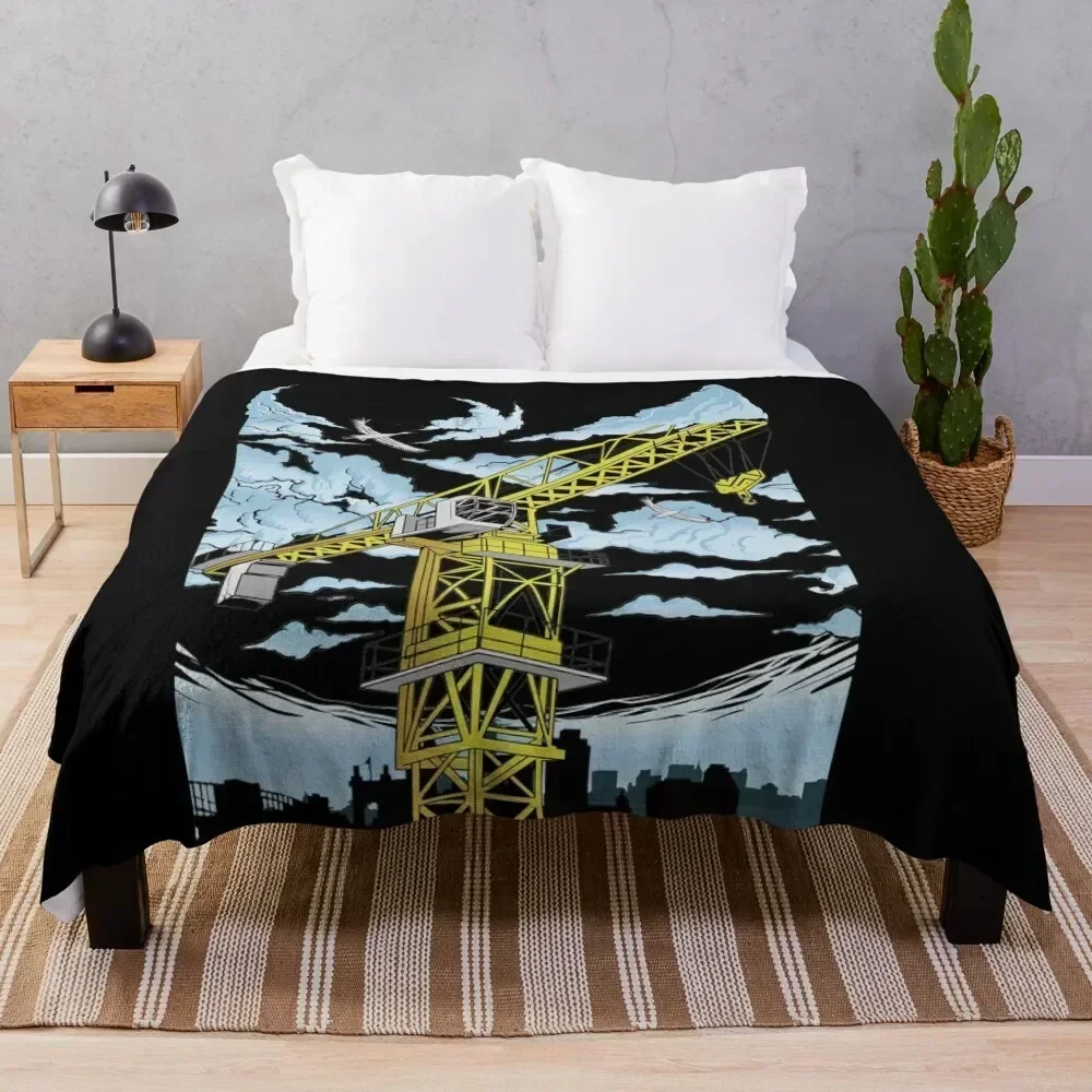 Tower Cranes Work Throw Blanket Ultra Plush Cozy Blanket for Napping Sleeping