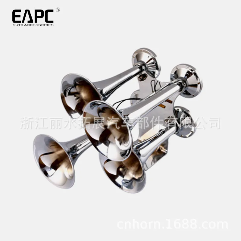 TZ-313 Large 3 Sound Gas Horn 4 Tube Large Size Car Horn 12/24V Truck Ship Train Solenoid Valve Type - view 4