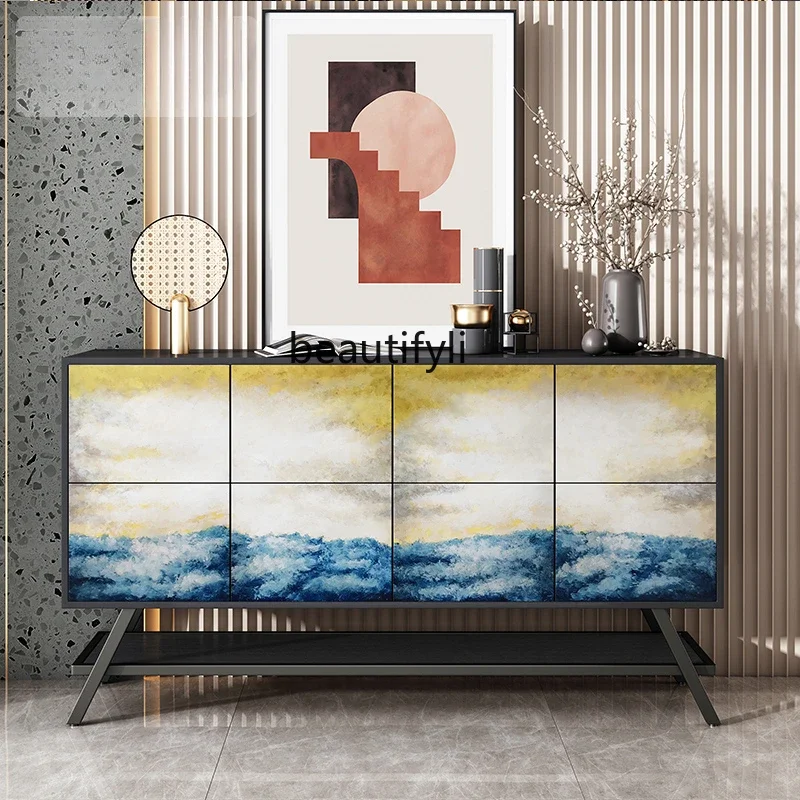 

smt03 New Chinese Style Entrance Cabinet Painted Affordable Luxury Style Sideboard Cabinet Simple Living Room Decorative Locker