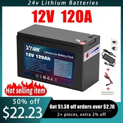 2024 Upgraded LiFePO4 Lithium Battery 12V 120Ah Portable Rechargeable Battery Built-in Power display Port Charging