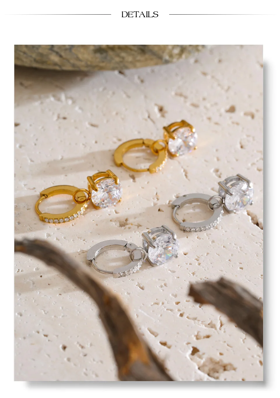 Yhpup Edelstahl-Ohrringe mit quadratischem Zirkonia-Besatz, hochwertig, täglich schick, als Geschenk geeignet, ästhetisch, exquisiter Schmuck – Detail 8