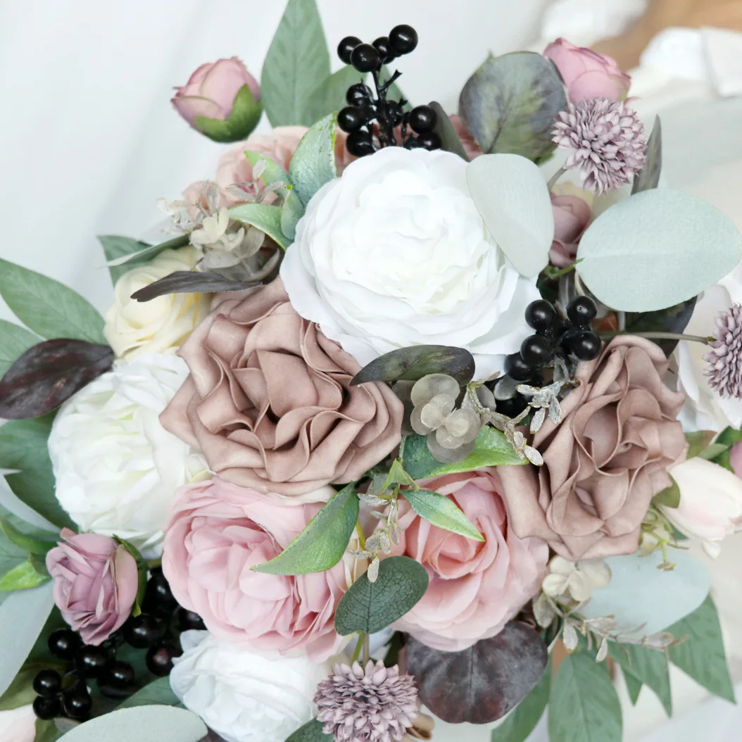 يتوهم باقات الزفاف الطويلة زهور الزفاف باقة الزفاف 26*45 سنتيمتر اكسسوارات الزفاف