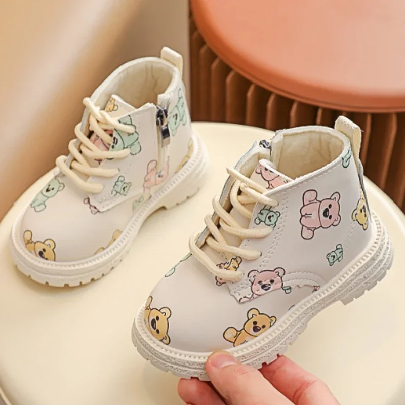 

Autumn Winter Children Short Boots Fashion New Baby Girls Ankle Boots PU Leather Boy Warm Casual Shoes Toddler Kids Snow Bootie