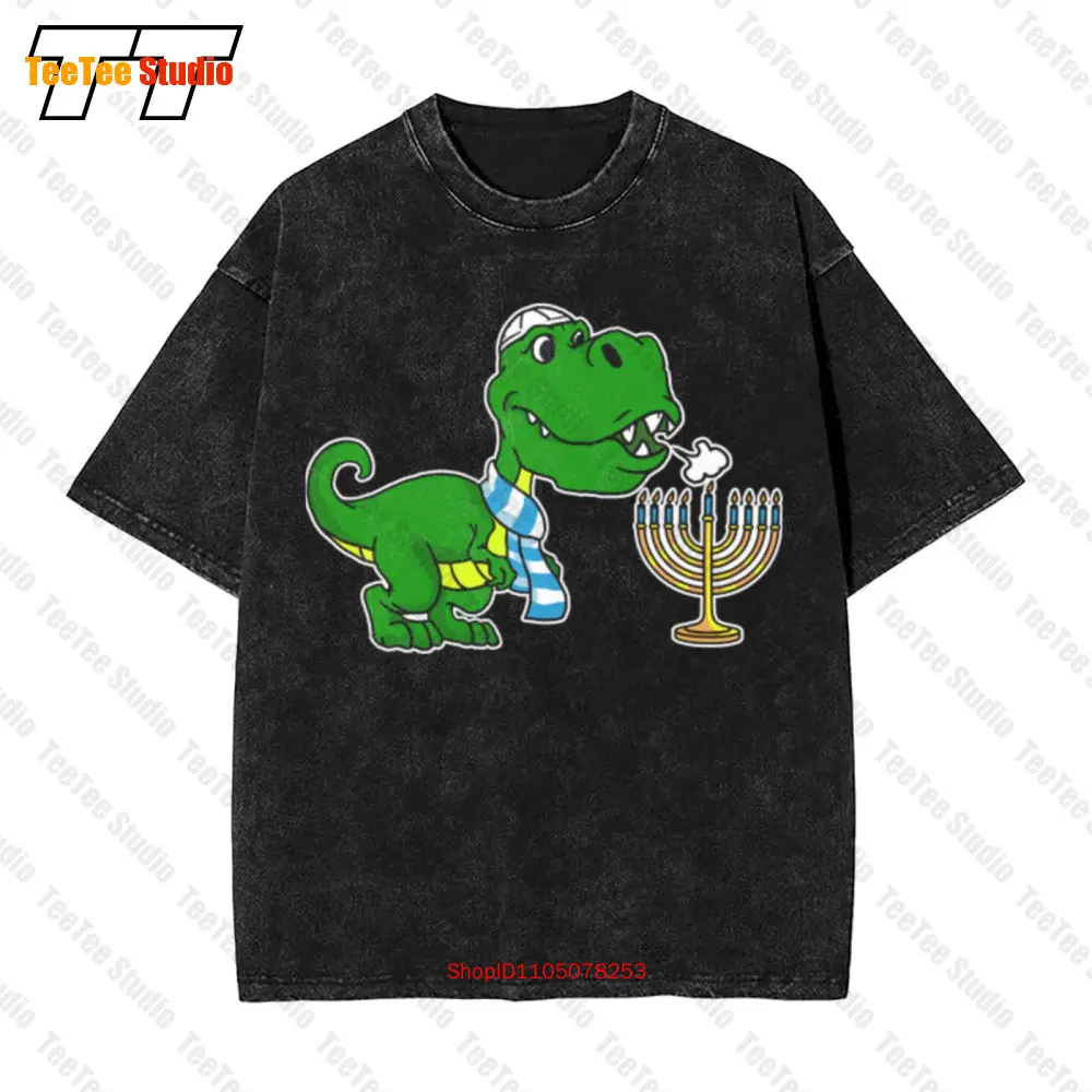 

Trex Dinosaur Menorah Happy Hanukah Vintage Oversized T-Shirt 28RC