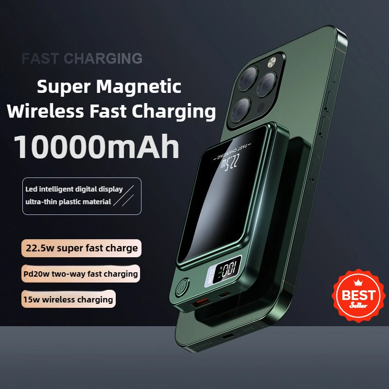 

10000mAh Portable Magnetic Power Bank Fast Wireless Charger for Iphone 12 13 14 Pro Max Macsafe External Auxiliary Battery Pack