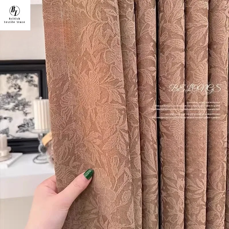 

Custom Size！！European Retro Blackout Luxury Thickened Fabric Medieval Elegant Curtains for Living Dining Room Bedroom Decor