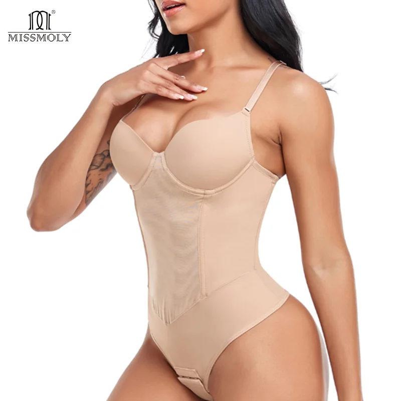 Women Full BodyShaper Thongs Bodysuits Built In Bra MISS MOLY Sexy Waist Trainer Tummy Control Shapewear Hip Enhance Faja Corset