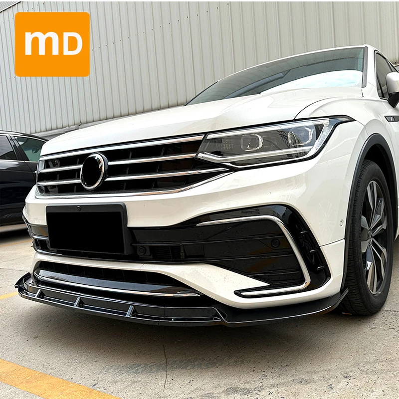 Gloss Black Front Bumper Lip Diffuser Spoiler Splitter Body Kit Guards For Volkswagen Tiguan Rline 2021+ Car Accessories Upgrade