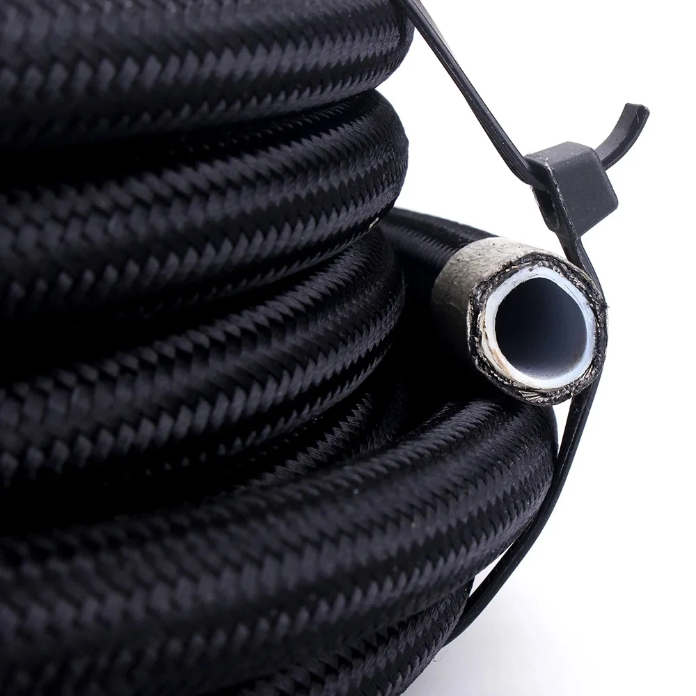 AN4 AN6 AN8 AN10 AN12 AN16 AN20 Universal Fuel Hose Oil Gas Cooler Line Pipe Tube Inside PTFE Nylon Stainless Steel Braided Hose