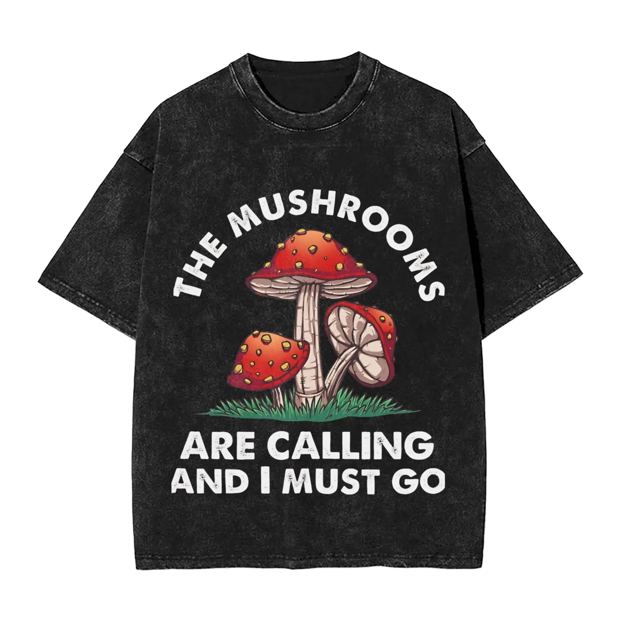 Harajuku Washed Shirt Mushrooms Are Calling Merch Novelty T-Shirts Oversize  Streetwear Cotton Summer Tee Shirt