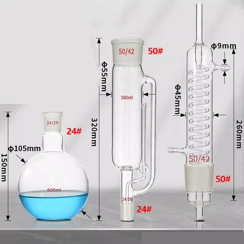 Soxhlet extractor complete set of spherical snake-shaped fat extractor 500ml experimental extractor