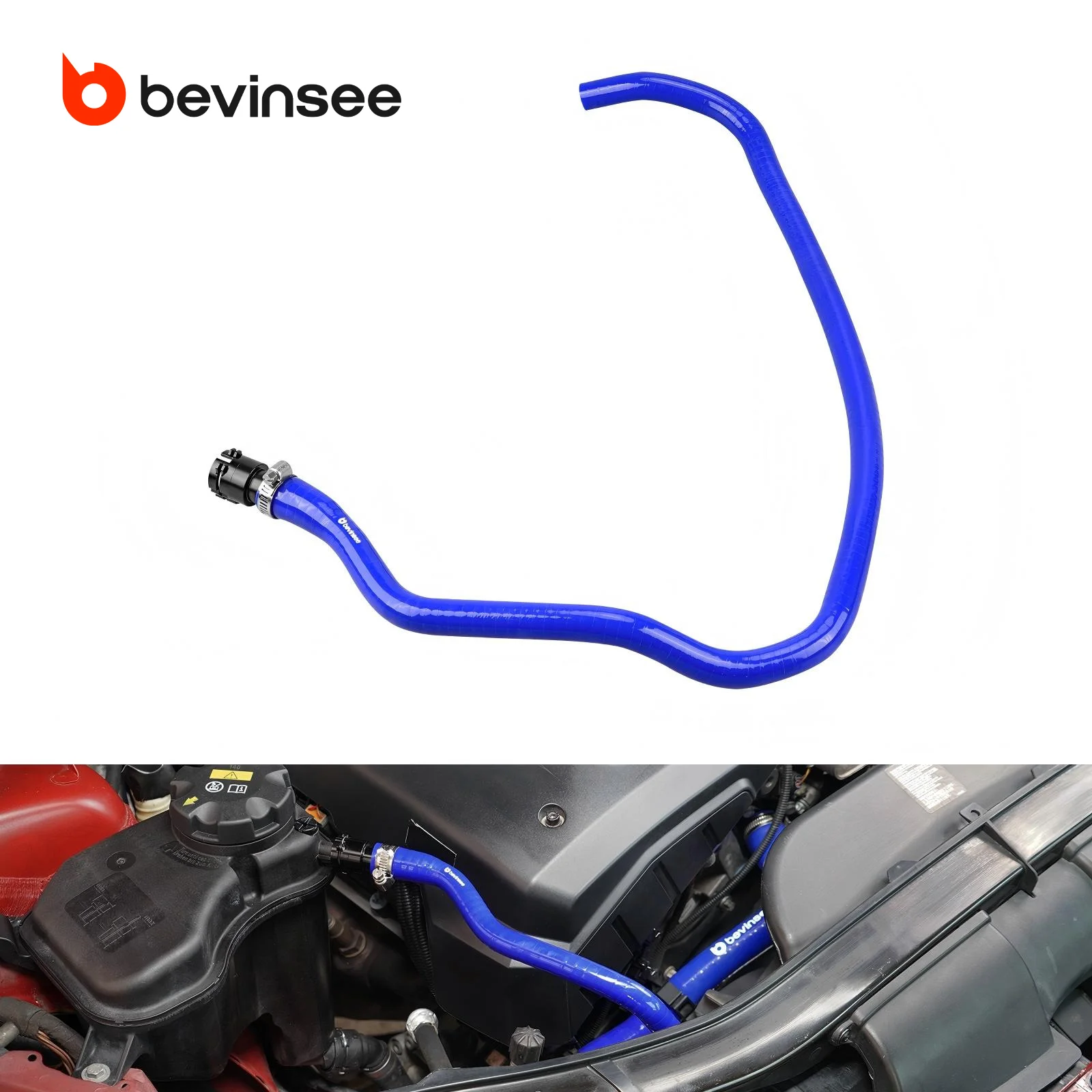 BEVINSEE N52 Engine Silicone Expansion Tank Hose with Aluminium Flange for BMW E90 E91 E92 E93 323i 325i 328i 330i 2005-2012