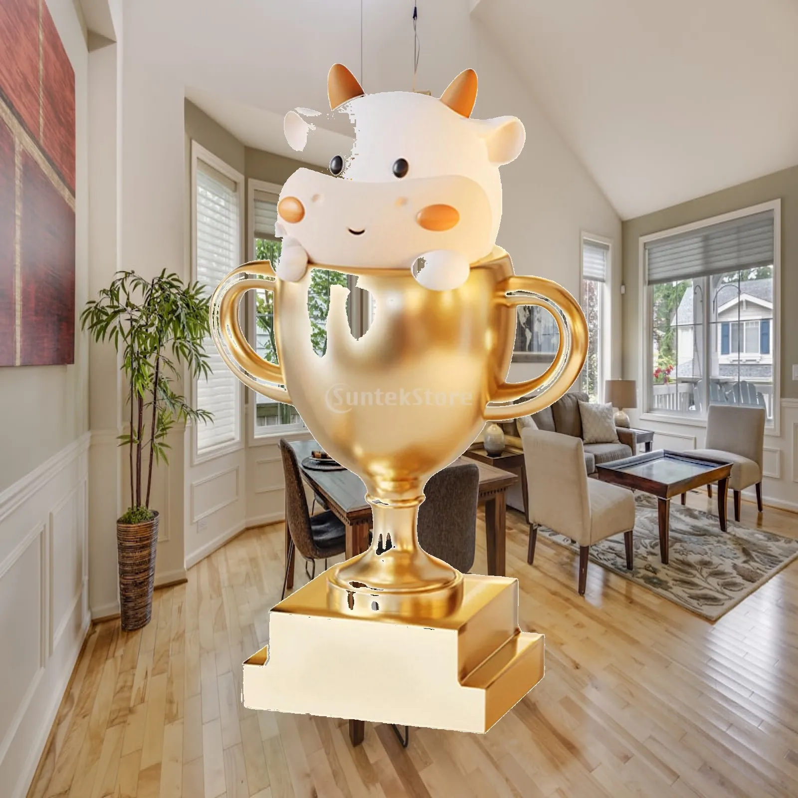 Trophy Award Cartoon Statue Resin Table Ornament Cute Winner Cup Figurine Decorative Collectible for Primary School Ceremony