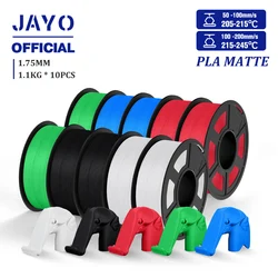 JAYO PLA Matte Filament 10 Rolls PLA 3D Printer Filament 1.75mm 1.1KG Neatly Wound Smooth Matte Finish Materials For FDM 3D