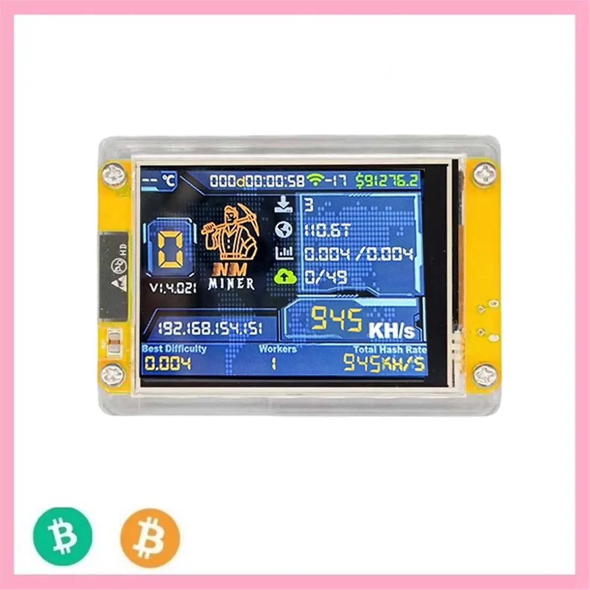 

M85K Upgraded 950KH/S Bitcoin Solo Miner NMMiner with 2.8 Inch Smart Display Bitcoin Crypto Solo Lottery Miner NerdMiner
