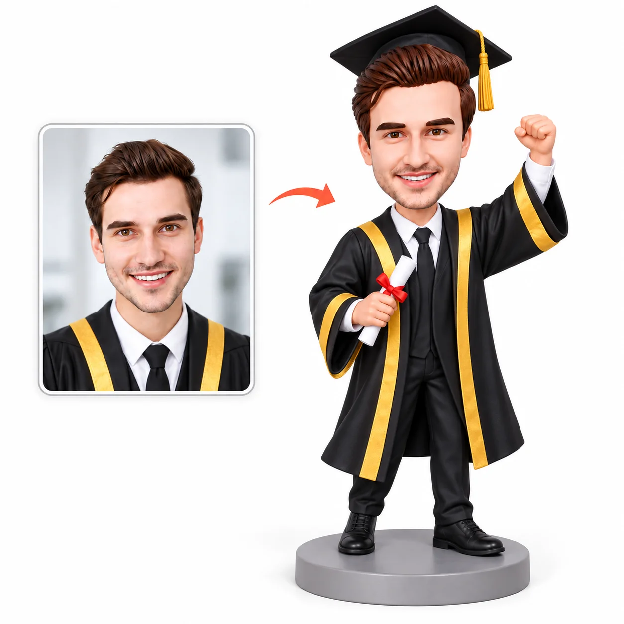 Custom Bobblehead Graduate from Photo, Personalized Graduation Gift